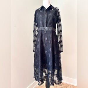 Black A-Line Bishop Sleeve Cocktail Dress